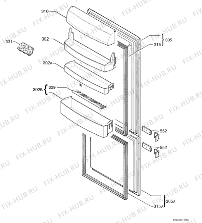 Взрыв-схема холодильника Juno Electrolux JKG1468 - Схема узла Door 003